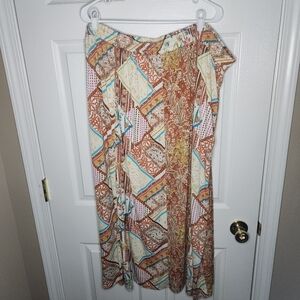 Cato Orange Yellow Pleated Maxi Skirt Resort Wear